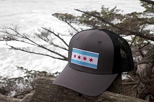 בינלאומי עניבת פרימיום שחור שיקגו דגל כובע לגברים ונשים-סנאפבק נהג משאית בייסבול כובע
