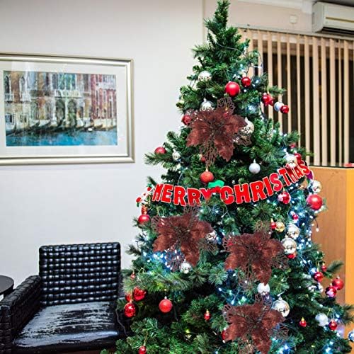 12 יחידות גליטר חלבלוב קישוטי חג המולד עץ קישוטי חג המולד עץ תליון מלאכותי פרחוני חג המולד פרחי חג המולד עץ