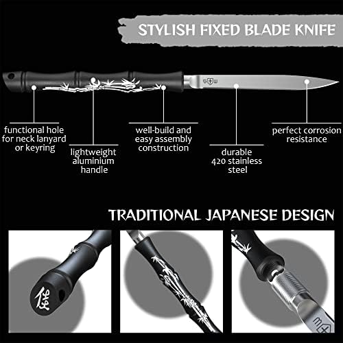 סכין נסתרת - 5.5 קובטון - סכין סודית שחורה קטנה - כלי עזר יפני - סכינים מוסתרות חדות - מכתב ועטוף פותחן - סכין