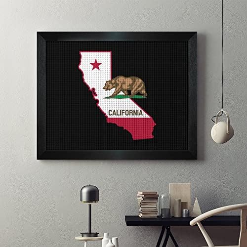 קליפורניה דוב דגל מפת יהלומי ציור ערכות תמונה מסגרת 5 עשה זאת בעצמך תרגיל מלא ריינסטון אמנויות קיר תפאורה למבוגרים