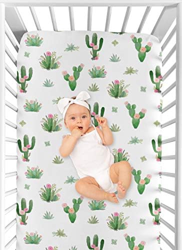 ג'וג'ו מתוק מעצב ורוד ירוק קקטוס פרחוני ילדה פרחונית תינוקת עריסה מצוידת סט משתלת תינוקת רכה