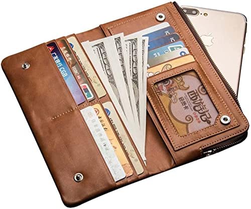 ארנק מצמד עור פרה שכבה ראשונה, מחזיק כרטיס ארנק ארוך עור מחזיק תמונות כרטיס בנק מזומנים לאייפון דרום 2022