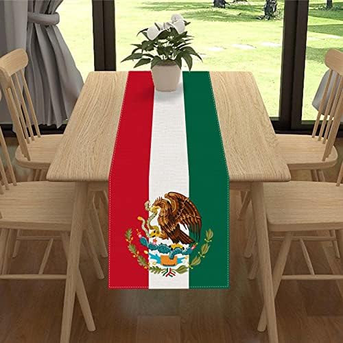 פשתן מקסיקני פיאסטה שולחן רץ 72 סנטימטרים מקסיקו דגל מפת דיא דה לוס מורטוס יום המת דקור ויוה מקסיקו סינקו