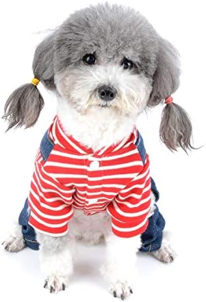 חיות מחמד כלב בגדי ג 'ינס סרבל סרבל רך כותנה פסים גור ארבע רגליים בגד גוף חורף סתיו צ' יוואווה כלבלב