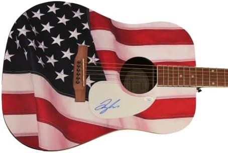 טיילר האברד חתם על חתימה בגודל מלא יחיד במינו מותאם אישית 1/1 דגל אמריקאי גיבסון אפיפון גיטרה אקוסטית עם