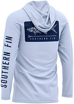 חולצת קפוצ'ון דיג של סנפיר דרום סנפיר דרום לגברים UPF UV 50+ קל משקל עם מכסה