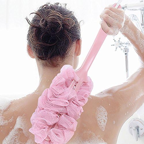 Sootop Bath מקלחת מברשת מברשת מברשת ספוג ידית ארוכה חדשה תלויה רשת רשת רכה אחורית מכונת כביסה