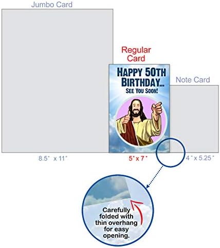 נובלוורקס-כרטיס ברכה מצחיק ליום הולדת 50-ציון דרך הומור של אלוהים מתבדח, 50 שנה כרטיס יום הולדת שמח עם מעטפה-נתראה