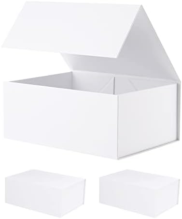 3 קופסאות מתנה גדולות במיוחד עם מכסים 16.3 על 14.2 על 5 אינץ', קופסאות מתנה לבנות מכסי סגירה לבגדים ומתנות גדולות