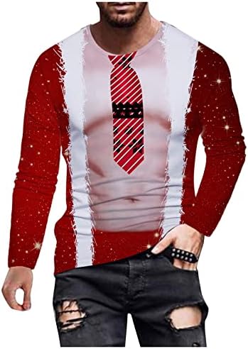 ZDFER שרוול ארוך שרוול חול חולצות לגברים, חולצות צוואר עגולות לחג המולד, חולצות טריקו רופפות מזדמנים,