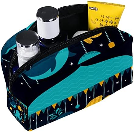 תיק קוסמטי של TbouoBt לנשים, תיקי איפור מרווחים טואלט שיא מתנה לטיולים, לילה טוב מצויר ים חיה תמנון