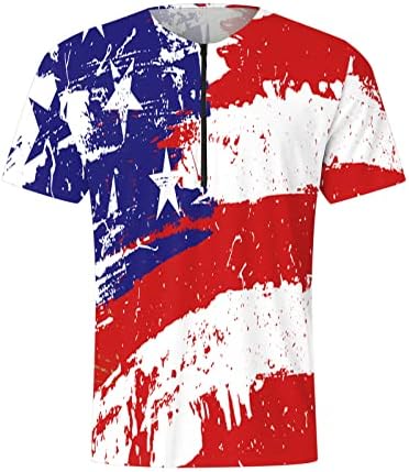 חולצות פולו שרירים לגברים דגל אמריקאי נוח דגל רופף מתאים לחולצת פולו לגברים יום עצמאות