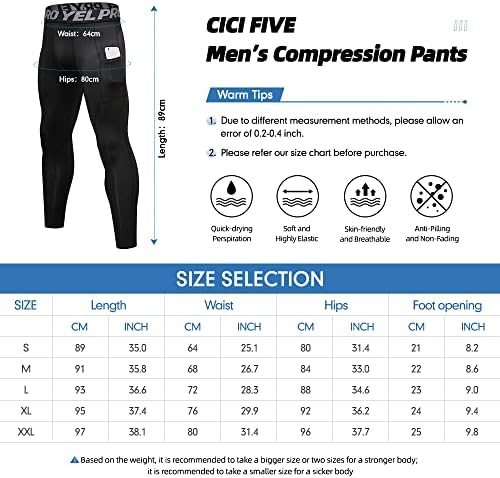 CICI חמש מכנסי דחיסה של מכנסי חותלות אתלטיות בשכבות בסיס תחתונים של שכבת תחתונים לריצה של כדורסל