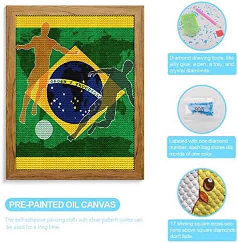 מסגרות ציור יהלומים בברזיל כדורגל לברזיל למבוגרים מקדחה מלאה בציור יהלום קיר תלויה מסגרת תמונה עץ צהוב 40