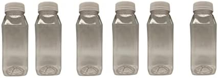 8 עוז בקבוקי מיץ פלסטיק למילוי, מיכלי משקה שקופים עם מכסים לבנים ברורים לתה, חלב, מיצים בכבישה קרה ומשקאות תוצרת