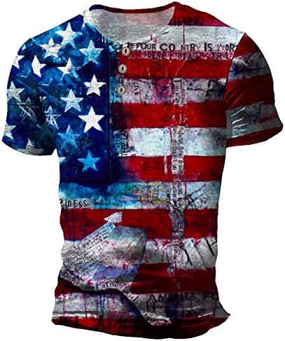 חולצה כותנה גברים של אמריקאי דגל פטריוטית קצר שרוול עצמאות יום חולצה חולצות כותנה גברים