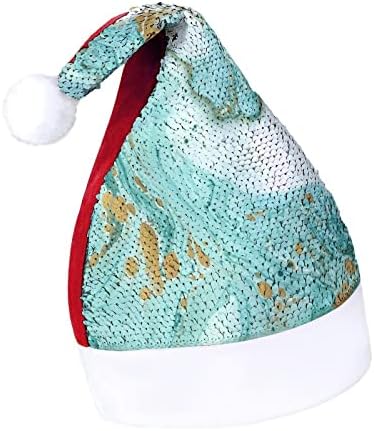 השיש צבע אמנות פאייטים חג המולד כובע סנטה קלאוס כובע מצחיק הדפסת עבור גברים נשים חג המולד מסיבת
