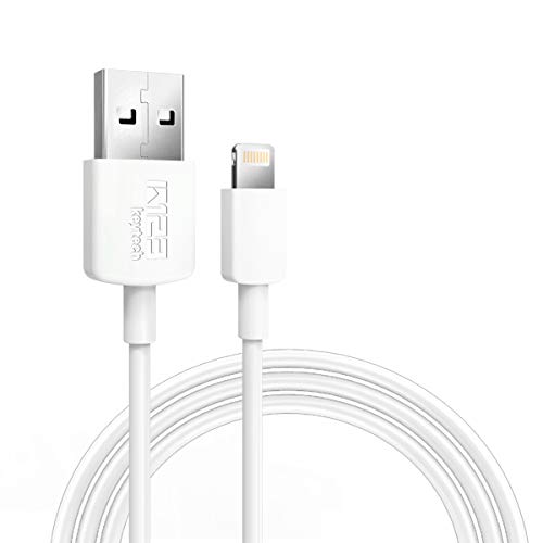 K123 keytech Apple MFI מוסמך כבל ברק USB 3ft כבל מטען אייפון 1 מ 'כבל נתונים לבן פרימיום לאייפד, iPhone