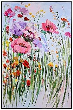 יד-צבוע צבעוני ורוד פרחי נוף ציור עבה סכין יצירות אמנות בד שמן ציור עיצוב הבית