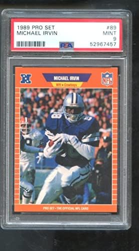 1989 Pro Set 89 Michael Irvin Rookie RC PSA 9 כרטיס כדורגל מדורג NFL Proset Dallas Cowboys Mint Mint