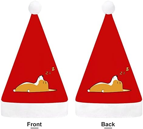שינה קורגי חג המולד כובע סנטה קלאוס כובעי קצר קטיפה עם לבן חפתים לגברים נשים חג המולד חג מסיבת קישוטים