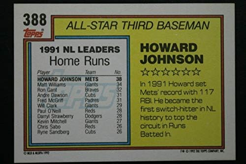 Hojo Howard Johnson New York Mets חתימה חתום 1992 Topps 388 All-Star