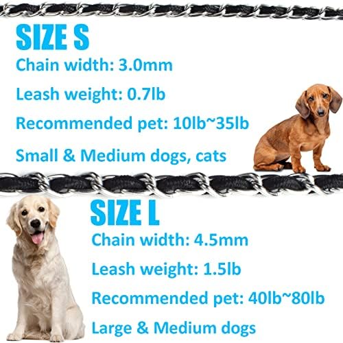 שרשרת CDYCAM רצועת רצועה לעיסה רצועת כלבים לכלבים גדולים בינוניים, רצועות מתכת כבדות בגודל 5.5 רגל עם