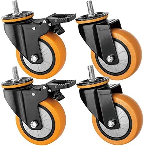 גלגלי גלגלים של HJRD, 4PCSNITUREERS כבדים M12 חוט 3/4 אינץ '400 קג הובלות תעשייתיות עם בלם אוניברסלי