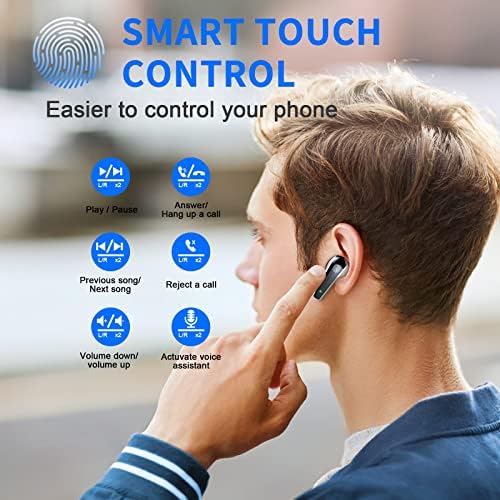 רנימר אוזניים אלחוטיות, Bluetooth 5.3 אוזניות באוזן עם צליל טביל, Bluetooth Earbud Dual LED תצוגה
