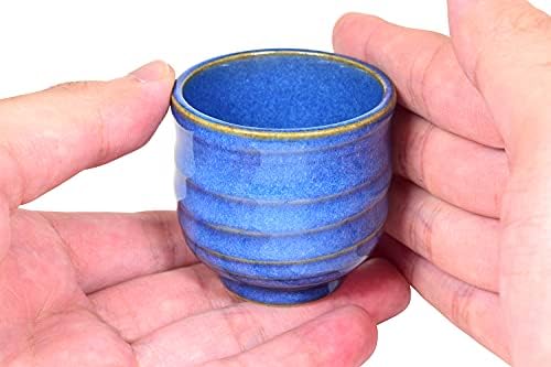 Mino Ware גביע אוצ'וקו סאקה יפני מסורתי, עיצוב איירו כחול 2 אינץ