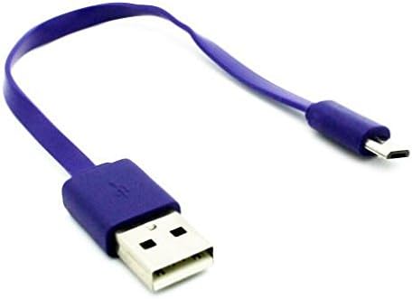 כבל USB קצר MicroUSB חוט כוח מטען סגול חוט תואם שטוח תואם לסנכרון עיוות ZTE - Zephyr - Zmax - Zmax 2 -