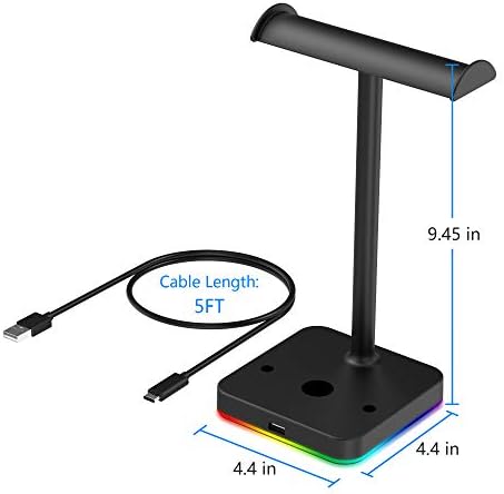 Kafri RGB אוזניות כפולות עם רכזת USB משחקי דלפק משחקי אוזניות כפול מתלה קולב מתלה עם 1 USB2.0 תוסף טעינה