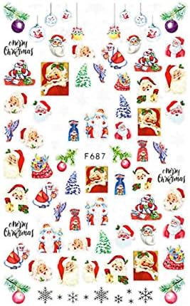 צרפתית מניקור מדבקות טיפים 3 ד חורף נייל מדבקות מדבקות סנטה איש שלג חמוד קריקטורה חג המולד גולשים עבור