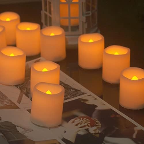 12 חבילות אורות תה חסרי עור עם טיימר סוללה לאורך זמן המופעל על ידי נרות הצבעה נרות מצביעים מהבהבים מזויפים