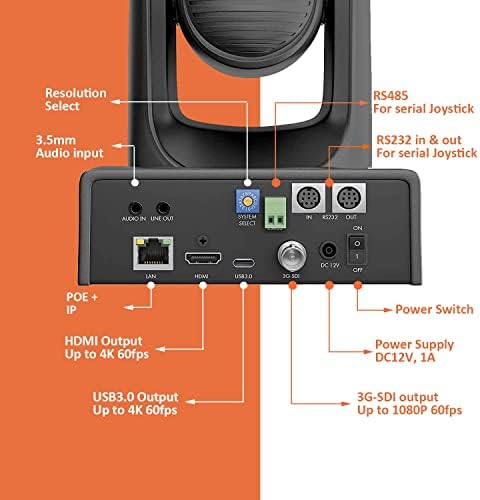 מצלמת Avkans 4K PTZ, 20x Optical HDMI SDI IP PTZ Camer