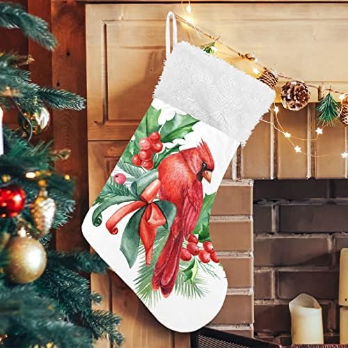 גרבי חג המולד של Alaza ציפורים אדומות והולי משאיר קישוטים קלאסיים בהתאמה אישית של גרביים גדולים לעיצוב