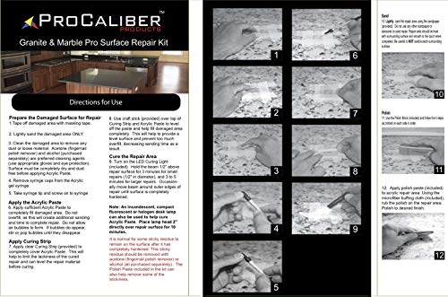 מוצרי Procaliber גרניט כהה ושיש וקוורץ שבב וניק פרו ערכת תיקון משטחים, כיורים, אמבטיות, אריחים- צבע שחור LCA