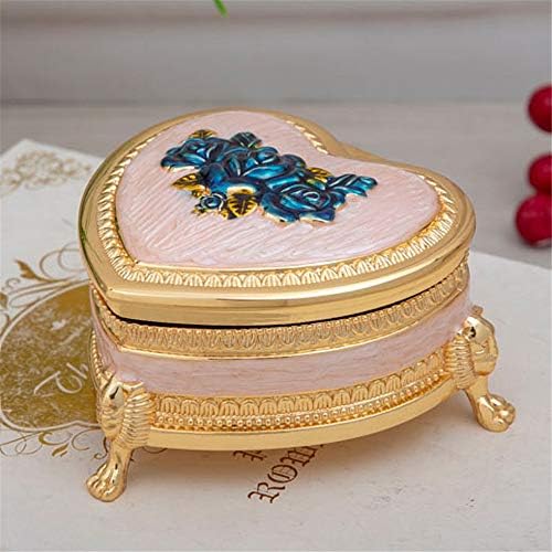 דקיקה מיני קופסת אחסון תכשיטים מעודנת, קופסת תכשיט, קופסת אחסון תכשיטים מתכת, פרח ורד בצורת לב חתונה
