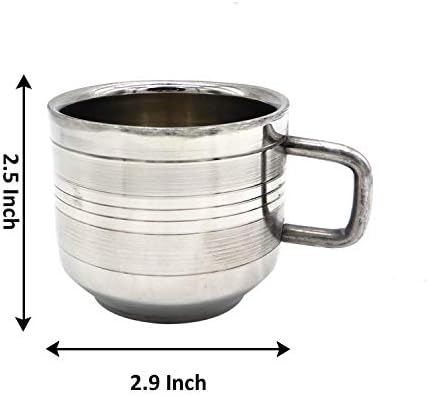 כוס קפה WhopperIndia כוס אספרסו ספל ספל של 6 כוסות תה נירוסטה קיר כפול, כוסות לשימוש חוזר ומדיח כלים בטוח
