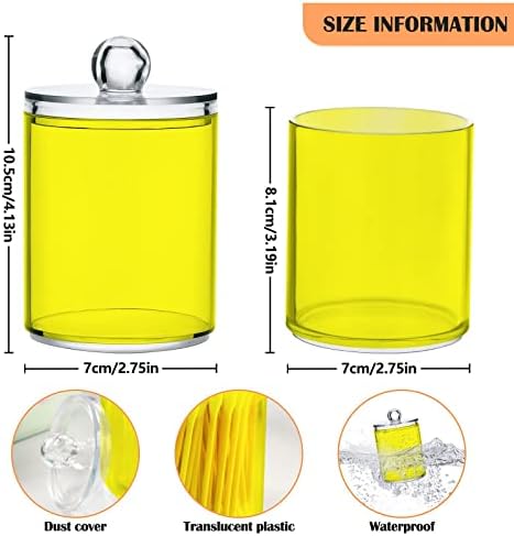 JUMBEAR 4 חבילה צבע מוצק צהוב QTIP מחזיק מתקן עם מכסה 14 גרם צנצנת צנצנת מרקחת פלסטיק ברורה