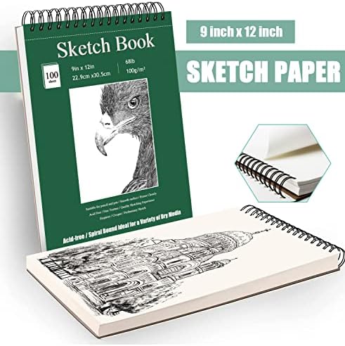 Bokiya 9x12 ספר סקיצות לילדים, מבוגרים, עליון ספירלה ציור נייר נייר כרית 100 סדינים סקיצה של מדיה מעורבת לרישום,