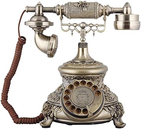 KXDFDC טלפון רטרו טלפון עתיק חיוג סיבובי טלפון טלפון קלאסי ברונזה וינטג 'למתנות עתיקות מתנות ביתיות