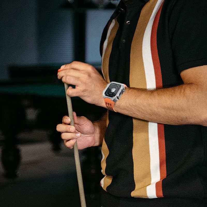 FKIMKF צפייה להקת מקרה ， עבור Apple Watch Band 44 ממ 45 ממ אביזרי רצועת מסגרת מתכת ， לסדרת IWatch 8 7 6