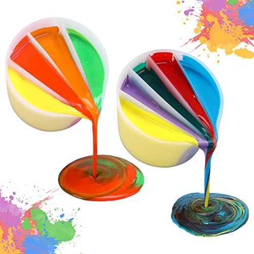 Marforever 2 PCS כוסות מפוצלות לשפיכת צבע, סיליקון לשימוש חוזר באמנות נוזלים כוסות מפוצלות לצבע אקרילי
