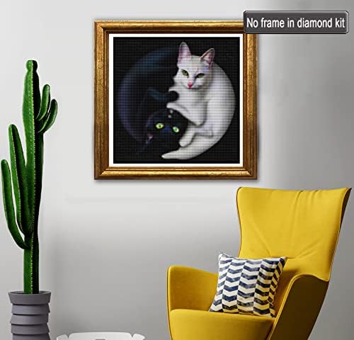 ערכות ציור יהלומי יונגוביו 5 ד למבוגרים חתול שחור ולבן, ערכות אמנות יהלומים עשה זאת בעצמך מקדחות עגולות