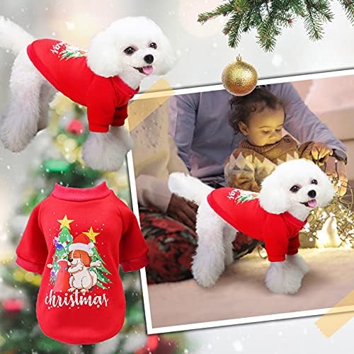 חולצת כלבים גור חיית מחמד בגדי כלבים קטנים חוגגים בגדים חמים פליס חג המולד עם חתול חיית המחמד שלך בגדי חיות מחמד