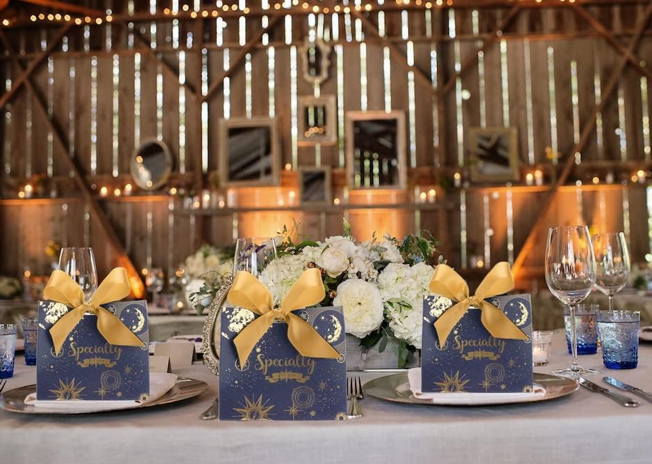 סוואנגסה 50 מארז קופסאות שקיות מתנה קטנות למסיבות חתונה טובות קופסאות, מיני כחול כוכבים תיבות שקיות