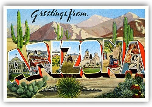 ברכות מאריזונה וינטג הדפסה מחדש גלויה סט של 20 גלויות זהות. גדול מכתב לנו מדינה שם הודעה כרטיס חבילה
