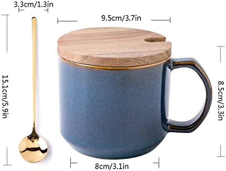 פבסקו ספל קפה יצירתי כוס ספל ביתי קרמיקה ספל מים כוס 12.5 עוז עם מכסה וכפית קפה ספל