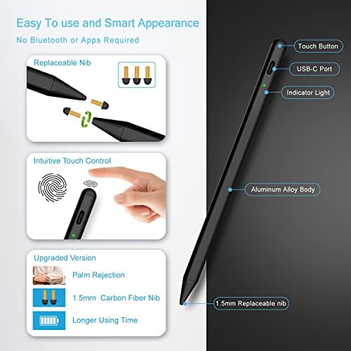 עט חרט לעיפרון של אפל ipad: עט אפל לאייפד עם דחיית דקל אייפד עט תואם ל- iPad Pro 11/12.9 אינץ 'אייפד